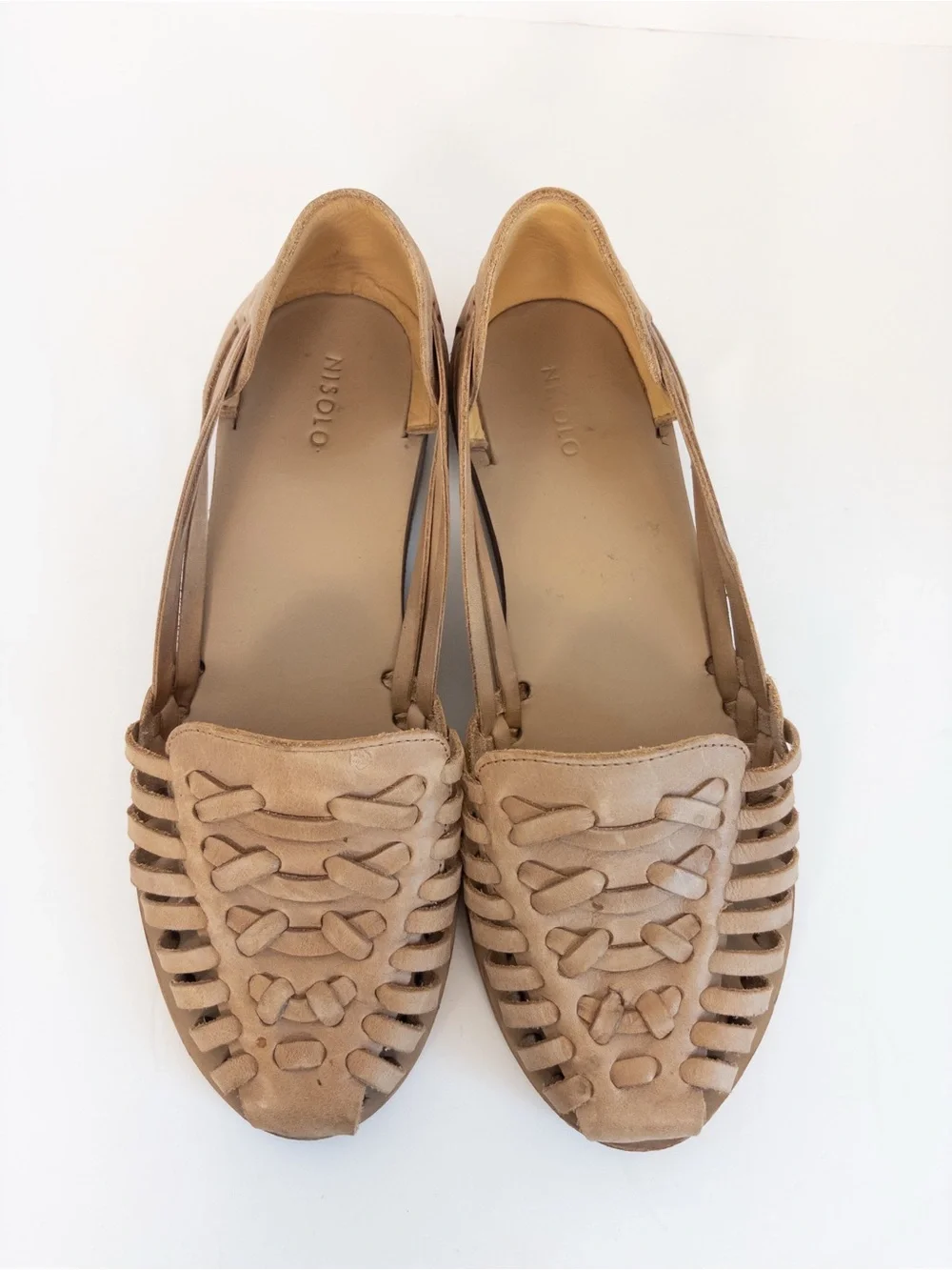 Nisolo Huarache Tan Woven Leather Leather Flats